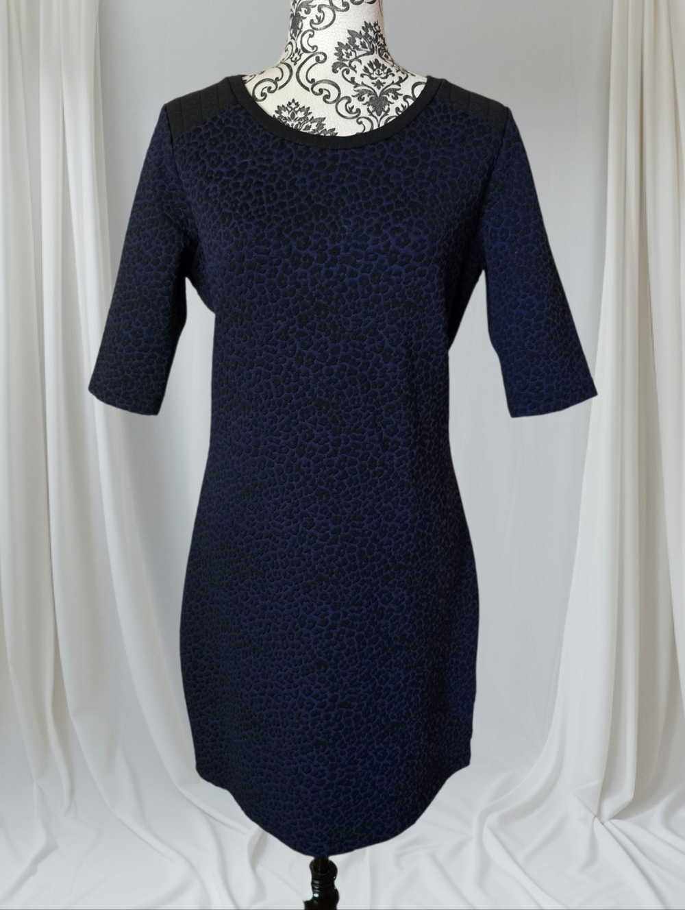Scotch & Soda Punk Radar textured leopard print pattern short sleeve shift dress